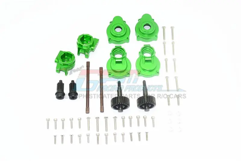 Traxxas Trx-4 Aluminum Rear Gear Box Mounts + Knuckle Arms + Spindle Gear + Rear Axle Shaft - 54Pc Set Green 1