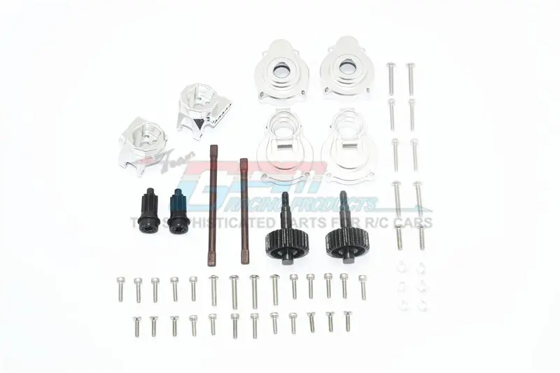 Traxxas Trx-4 Aluminum Rear Gear Box Mounts + Knuckle Arms + Spindle Gear + Rear Axle Shaft - 54Pc Set Silver 1