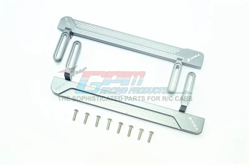 Traxxas Trx-4 Defender / Tactical Unit / Blazer / Ford Bronco Aluminum Side Steps (Reticulated Pattern B) - 1Pr Set Gray Silver 1
