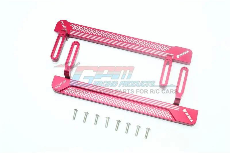 Traxxas Trx-4 Defender / Tactical Unit / Blazer / Ford Bronco Aluminum Side Steps (Reticulated Pattern B) - 1Pr Set Red 1