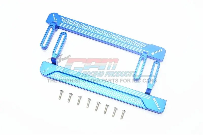 Traxxas Trx-4 Defender / Tactical Unit / Blazer Upgrade Parts Aluminum Side Steps (Reticulated Pattern A) - 1Pr Set Blue 1