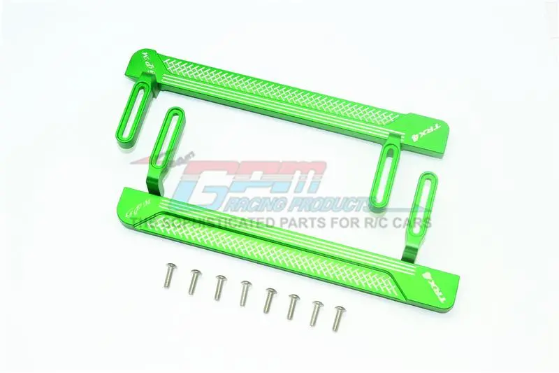 Traxxas Trx-4 Defender / Tactical Unit / Blazer Upgrade Parts Aluminum Side Steps (Reticulated Pattern A) - 1Pr Set Green 1