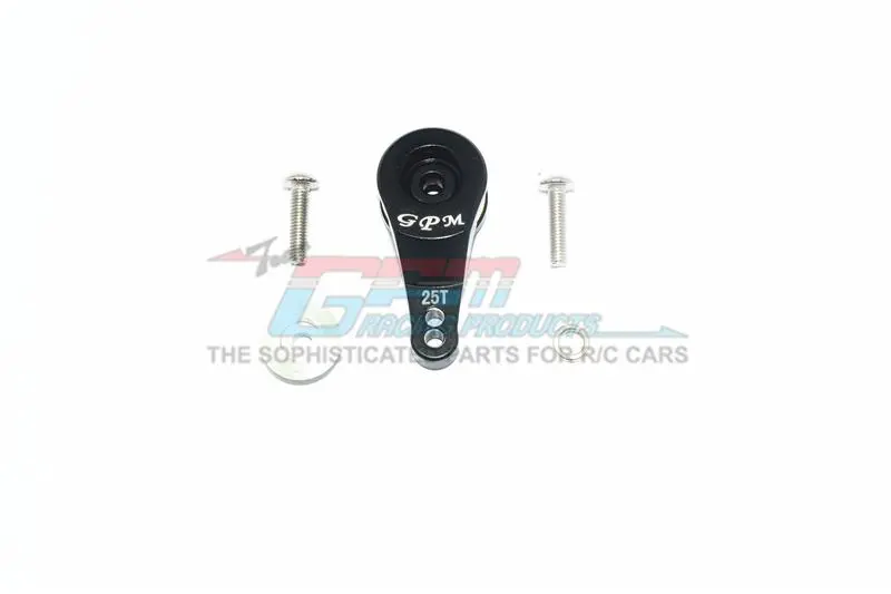 Traxxas Trx-4 Defender / Tactical Unit / Ford Bronco Aluminum 25T Servo Horn With Built-In Spring (2 Positioning Holes) - 1Pc Set Black 1