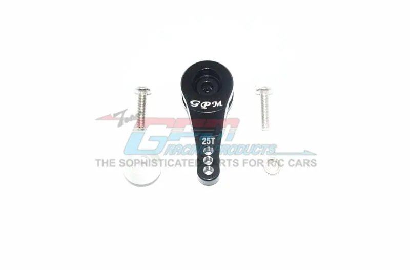 Traxxas Trx-4 Defender / Tactical Unit / Ford Bronco Aluminum 25T Servo Horn With Built-In Spring (3 Positioning Holes) - 1Pc Set Black 1