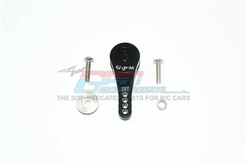 Traxxas Trx-4 Defender / Tactical Unit / Ford Bronco Aluminum 25T Servo Horn With Built-In Spring (4 Positioning Holes) - 1Pc Set Black 1