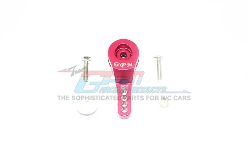 Traxxas Trx-4 Defender / Tactical Unit / Ford Bronco Aluminum 25T Servo Horn With Built-In Spring (4 Positioning Holes) - 1Pc Set Red 1