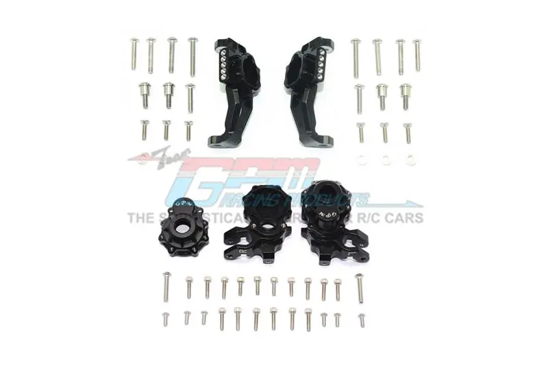 Traxxas Trx-4 Defender / Tactical Unit / Ford Bronco / Blazer Aluminum Adjustable Front C Hub + Front Knuckle Arms - 56Pc Set Black 1