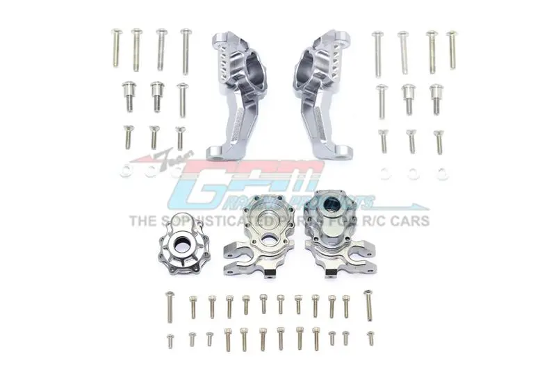 Traxxas Trx-4 Defender / Tactical Unit / Ford Bronco / Blazer Aluminum Adjustable Front C Hub + Front Knuckle Arms - 56Pc Set Gray Silver 1