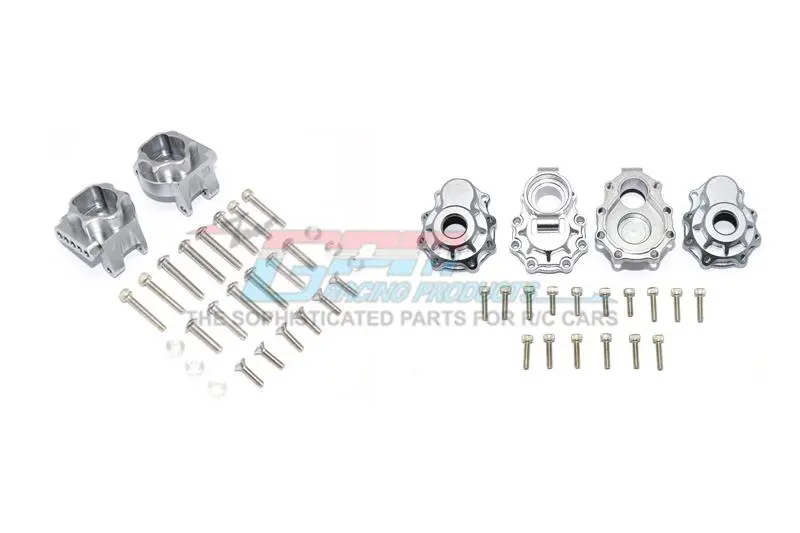 Traxxas Trx-4 Defender / Tactical Unit / Ford Bronco / Blazer Aluminum Rear Gear Box Mounts + Rear Knuckle Arms - 48Pc Set Gray Silver 1