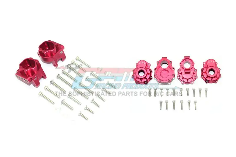 Traxxas Trx-4 Defender / Tactical Unit / Ford Bronco / Blazer Aluminum Rear Gear Box Mounts + Rear Knuckle Arms - 48Pc Set Red 1
