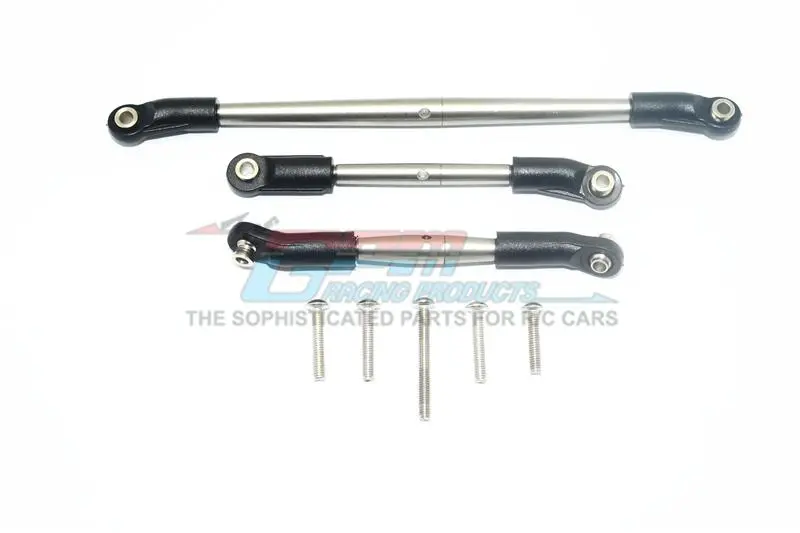 Traxxas Trx-4 Defender / Tactical Unit / Ford Bronco / Blazer Stainless Steel Adjustable Steering Link & Front Suspension Link - 3Pc Set 1