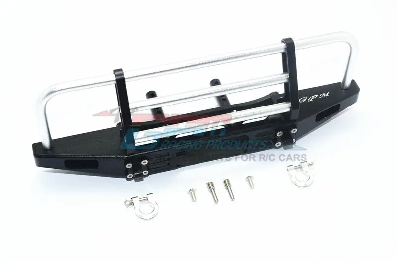 Traxxas Trx-4 Defender / Trx-4 Tactical Unit / Axial Scx10 Ii Aluminum Adjustable Front Brushguard Bumper - 1 Set Black+Silver 1