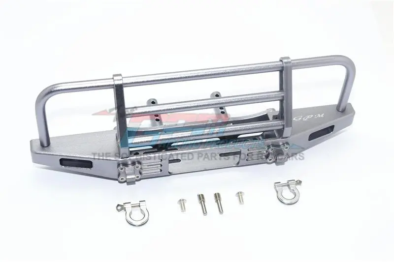 Traxxas Trx-4 Defender / Trx-4 Tactical Unit / Axial Scx10 Ii Aluminum Adjustable Front Brushguard Bumper - 1 Set Gray Silver 1