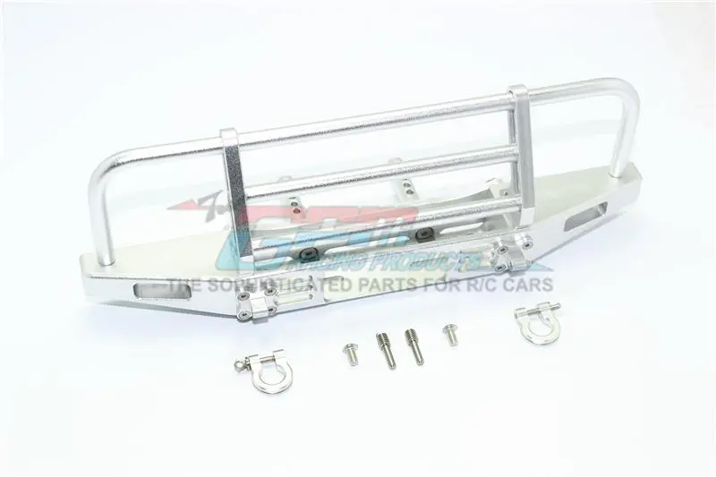 Traxxas Trx-4 Defender / Trx-4 Tactical Unit / Axial Scx10 Ii Aluminum Adjustable Front Brushguard Bumper - 1 Set Silver 1