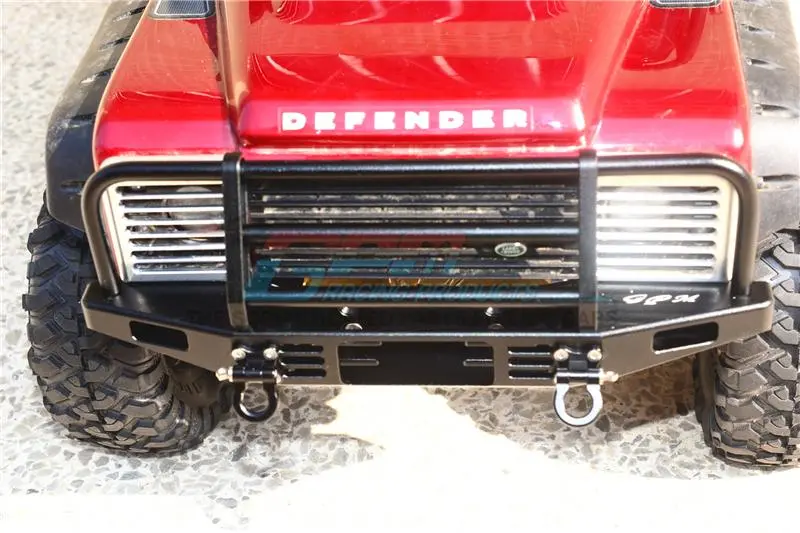 Traxxas Trx-4 Defender / Trx-4 Tactical Unit / Axial Scx10 Ii Aluminum Adjustable Front Brushguard Bumper - 1 Set Silver 2
