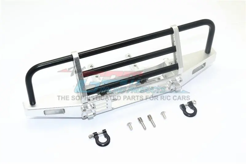 Traxxas Trx-4 Defender / Trx-4 Tactical Unit / Axial Scx10 Ii Aluminum Adjustable Front Brushguard Bumper - 1 Set Silver+Black 1