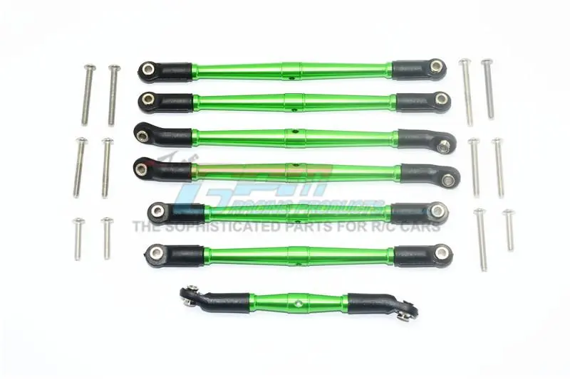 Traxxas Trx-4 Ford Bronco / Blazer Aluminium Adjustable Upper & Lower Suspension Links - 7Pc Set Green 1