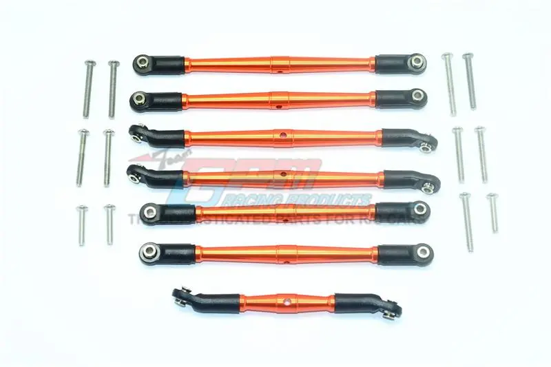 Traxxas Trx-4 Ford Bronco / Blazer Aluminium Adjustable Upper & Lower Suspension Links - 7Pc Set Orange 1