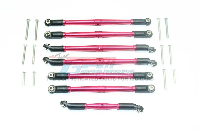 Traxxas Trx-4 Ford Bronco / Blazer Aluminium Adjustable Upper & Lower Suspension Links - 7Pc Set Red 1