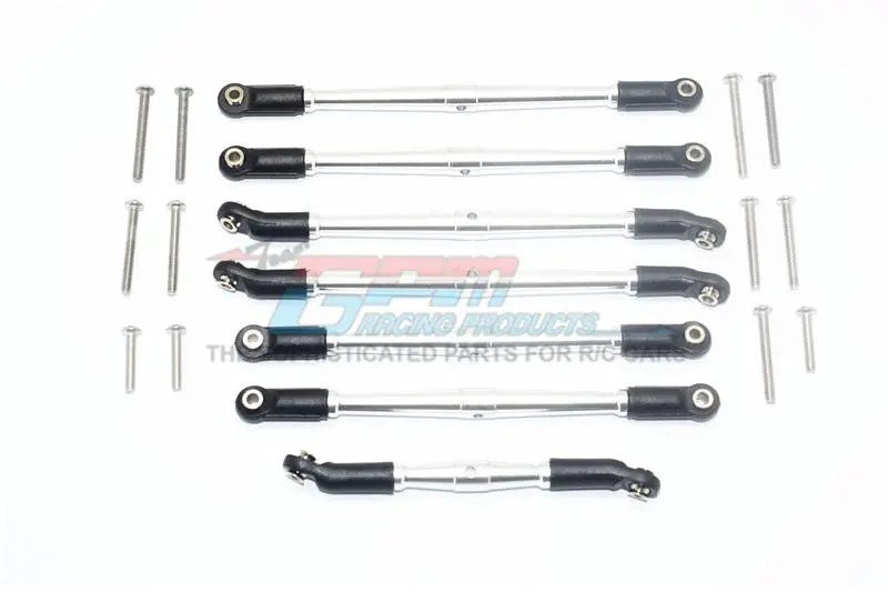 Traxxas Trx-4 Ford Bronco / Blazer Aluminium Adjustable Upper & Lower Suspension Links - 7Pc Set Silver 1