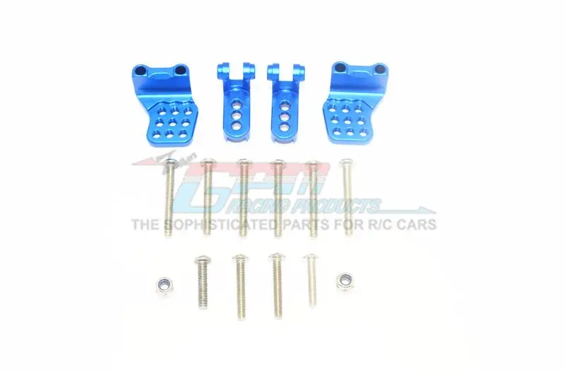 Traxxas Trx-4 Mercedes-Benz G500 / Ford Bronco / Blazer Aluminum Adjustable Front + Rear Damper Mount (Multiple Positioning Holes) - 4Pc Set Blue 1