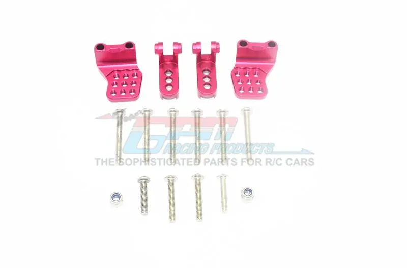 Traxxas Trx-4 Mercedes-Benz G500 / Ford Bronco / Blazer Aluminum Adjustable Front + Rear Damper Mount (Multiple Positioning Holes) - 4Pc Set Red 1