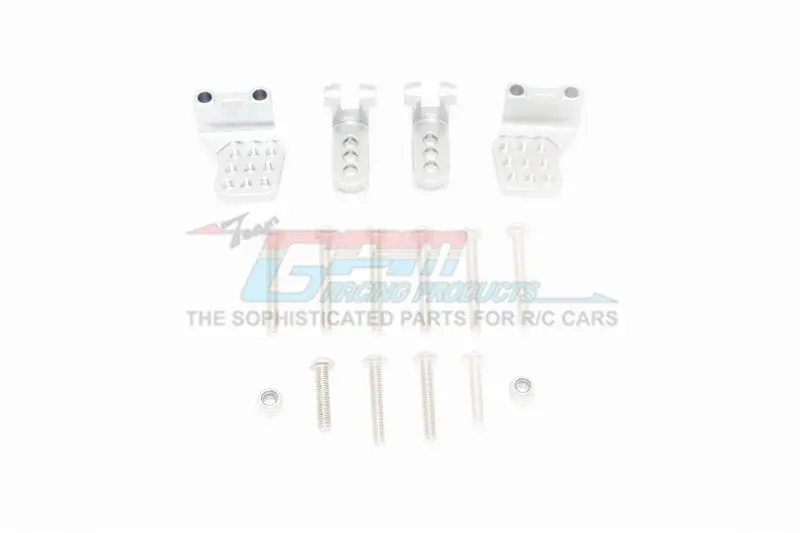 Traxxas Trx-4 Mercedes-Benz G500 / Ford Bronco / Blazer Aluminum Adjustable Front + Rear Damper Mount (Multiple Positioning Holes) - 4Pc Set Silver 1