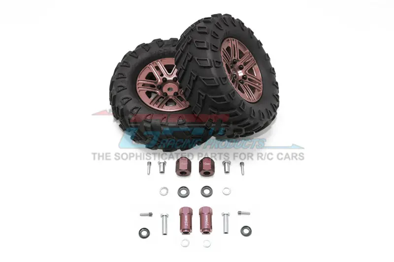 Traxxas Trx-4 Trail Defender Crawler 1.9" Aluminum 6 Spokes Bbs Rims With Onroad Tires And 12Mm Thick Alloy Hex - 1Pr Set Brown 1