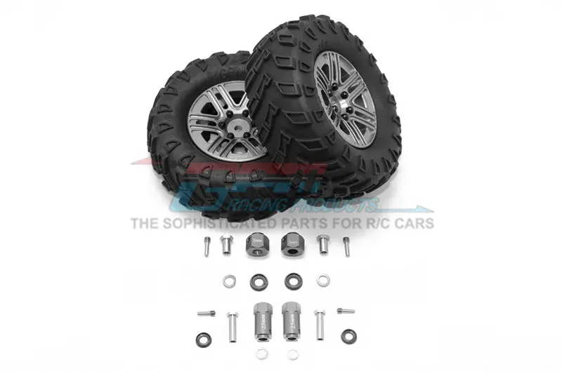Traxxas Trx-4 Trail Defender Crawler 1.9" Aluminum 6 Spokes Bbs Rims With Onroad Tires And 9Mm Thick Alloy Hex - 1Pr Set Gray Silver 1