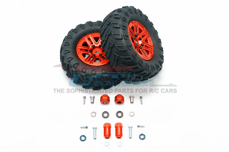 Traxxas Trx-4 Trail Defender Crawler 1.9" Aluminum 6 Spokes Bbs Rims With Onroad Tires And 9Mm Thick Alloy Hex - 1Pr Set Orange 1