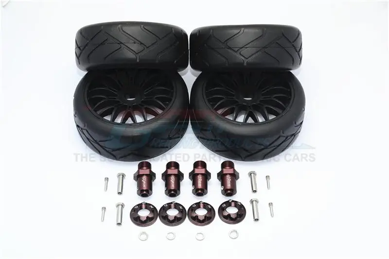 Traxxas Trx-4 Trail Defender Crawler Aluminum 17X19 Hex + On-Road Rubber Radial Tires W/ Plastic Wheels - 24Pcs Set Brown 1