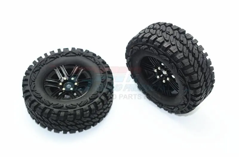 Traxxas Trx-4 Trail Defender Crawler Aluminum 6 Poles Wheels + Crawler Tires - 1Pr Set Black 1