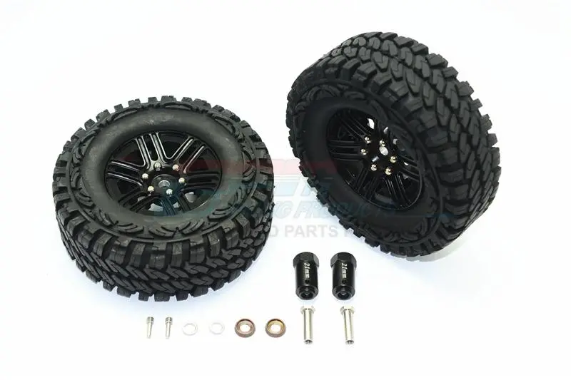 Traxxas Trx-4 Trail Defender Crawler Aluminum 6 Poles Wheels & Crawler Tires + 23Mm Hex Adapter - 1Pr Set Black 1