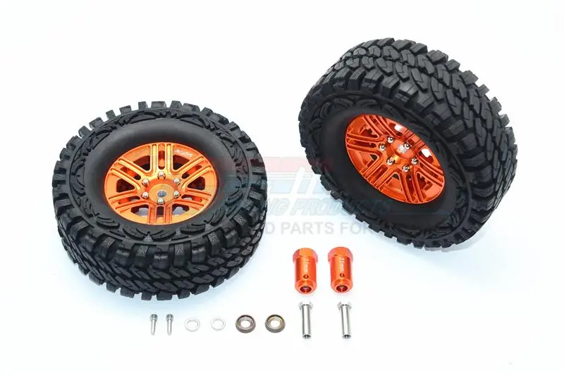 Traxxas Trx-4 Trail Defender Crawler Aluminum 6 Poles Wheels & Crawler Tires + 23Mm Hex Adapter - 1Pr Set Orange 1