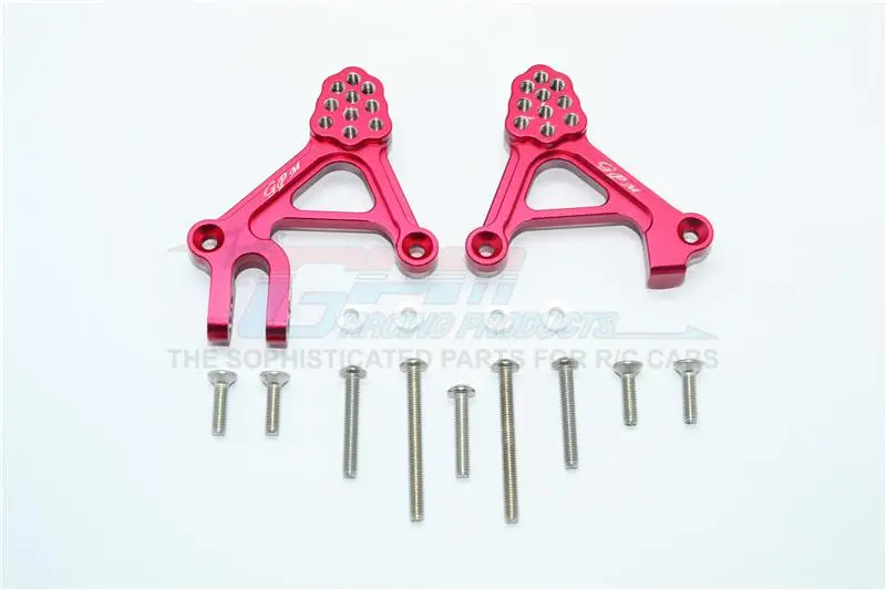 Traxxas Trx-4 Trail Defender Crawler Aluminum Adjustable Front Damper Mount - 1Pr Set Red 1