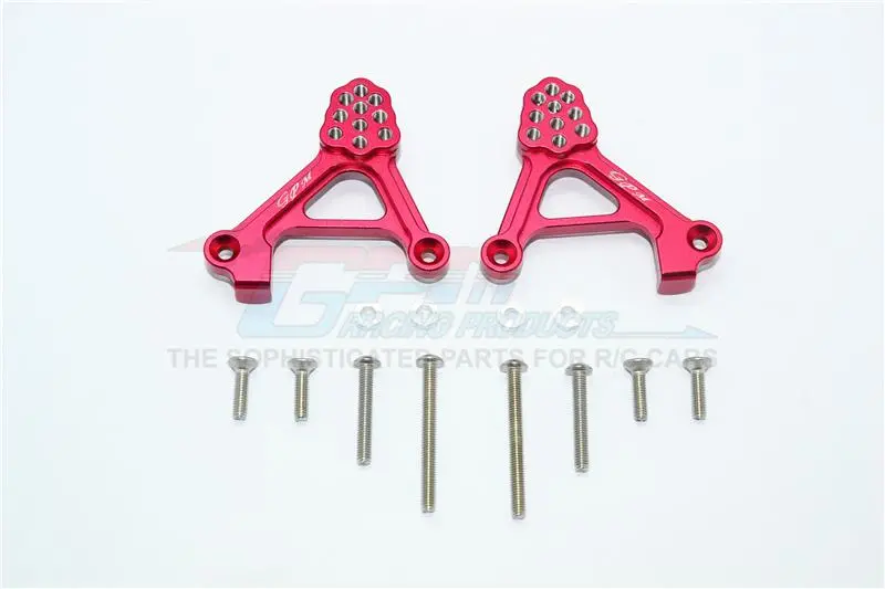 Traxxas Trx-4 Trail Defender Crawler Aluminum Adjustable Rear Damper Mount - 1Pr Set Red 1
