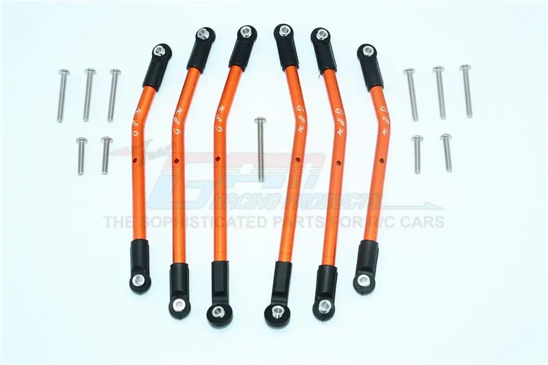 Traxxas Trx-4 Trail Defender Crawler Aluminum Adjustable Suspension Links - 6Pc Set Orange 1