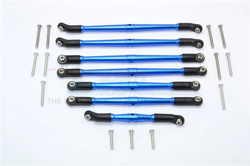 Traxxas Trx-4 Trail Defender Crawler Aluminum Adjustable Upper & Lower Suspension Links - 7Pcs Set Blue 1
