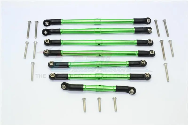Traxxas Trx-4 Trail Defender Crawler Aluminum Adjustable Upper & Lower Suspension Links - 7Pcs Set Green 1