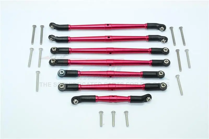 Traxxas Trx-4 Trail Defender Crawler Aluminum Adjustable Upper & Lower Suspension Links - 7Pcs Set Red 1