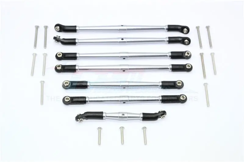 Traxxas Trx-4 Trail Defender Crawler Aluminum Adjustable Upper & Lower Suspension Links - 7Pcs Set Silver 1