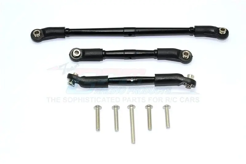 Traxxas Trx-4 Trail Defender Crawler Aluminum Front Adjustable Steering Link & Suspension Link - 3Pcs Set Black 1