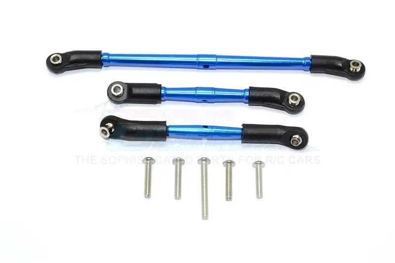 Traxxas Trx-4 Trail Defender Crawler Aluminum Front Adjustable Steering Link & Suspension Link - 3Pcs Set Blue 1