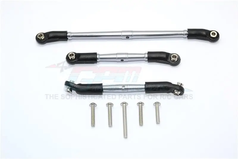 Traxxas Trx-4 Trail Defender Crawler Aluminum Front Adjustable Steering Link & Suspension Link - 3Pcs Set Gray Silver 1