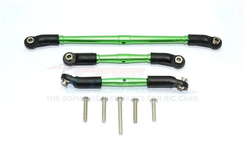 Traxxas Trx-4 Trail Defender Crawler Aluminum Front Adjustable Steering Link & Suspension Link - 3Pcs Set Green 1