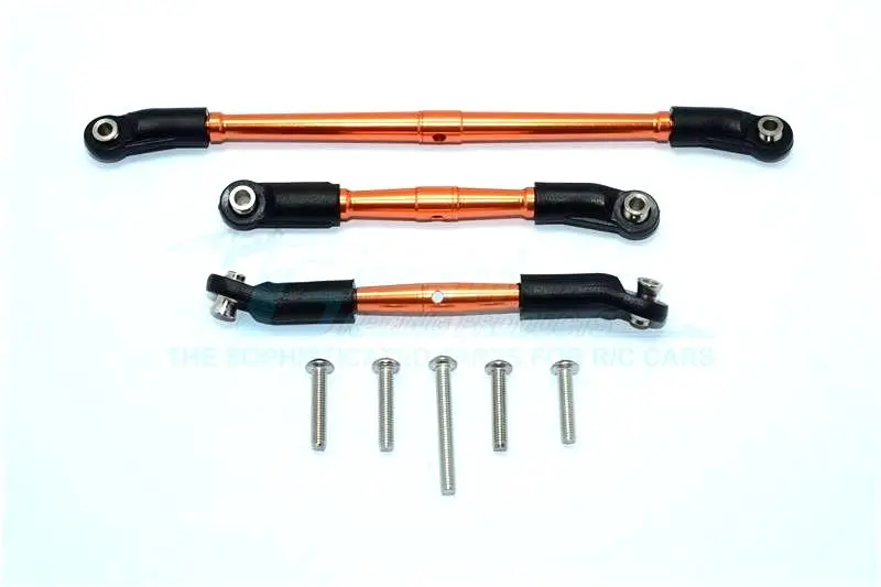 Traxxas Trx-4 Trail Defender Crawler Aluminum Front Adjustable Steering Link & Suspension Link - 3Pcs Set Orange 1