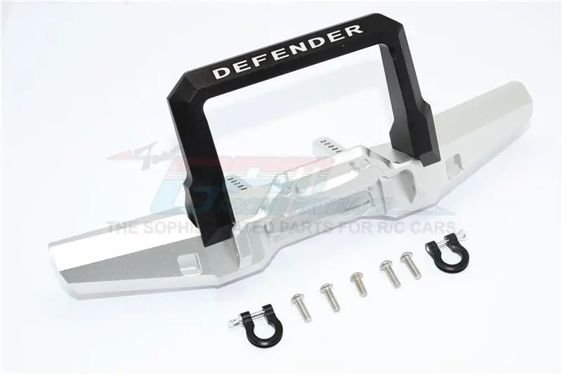 Traxxas Trx-4 Trail Defender Crawler Aluminum Front Bumper With D-Rings - 1 Set Silver+Black 1