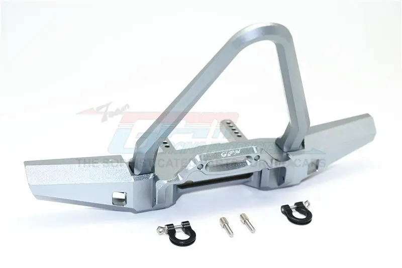 Traxxas Trx-4 Trail Defender Crawler Aluminum Front Bumper With D-Rings (Spiked Design) - 1 Set Gray Silver 1