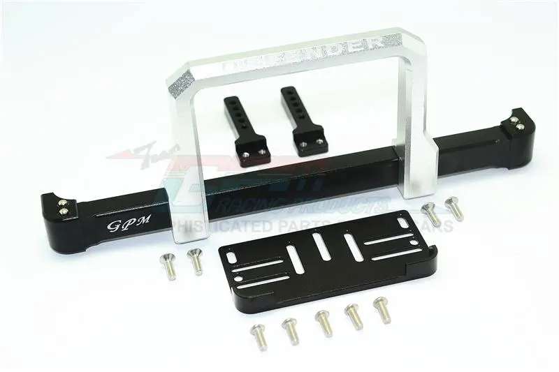 Traxxas Trx-4 Trail Defender Crawler Aluminum Front Bumper With Winch Plate (On-Road Street Fighter) - 1 Set Black+Silver 1