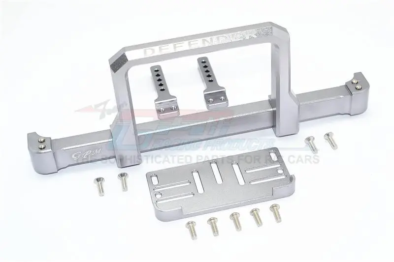 Traxxas Trx-4 Trail Defender Crawler Aluminum Front Bumper With Winch Plate (On-Road Street Fighter) - 1 Set Gray Silver 1